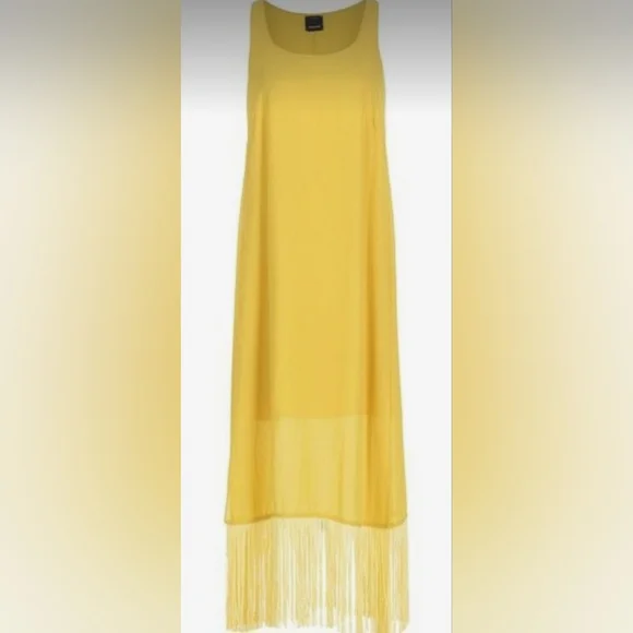 Pinko | Dresses | Nwt Italian Made Pinko Yellow Dress With Liner And Yellow  Fringe Sz 6 376 Msrp | Poshmark